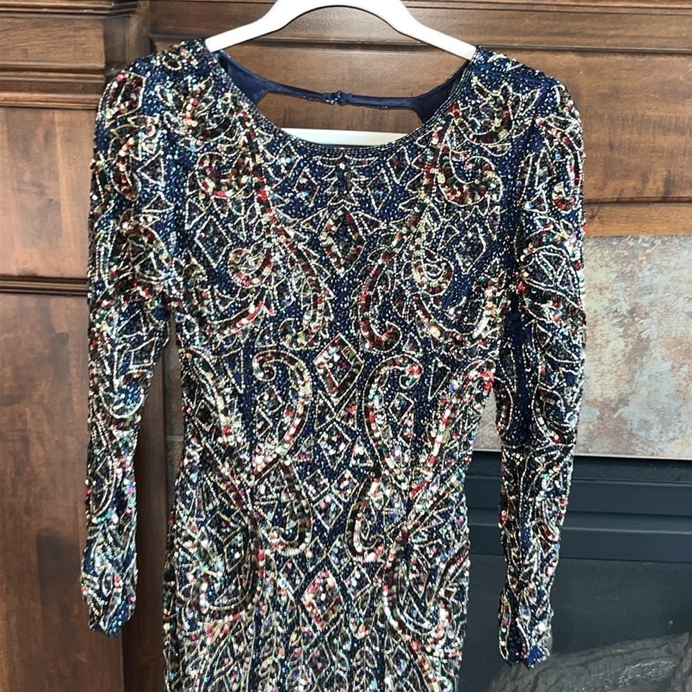 Exquisite fully beaded PRIMAVERA COUTURE long sleeve mini dress formal size 6 - Picture 5 of 16